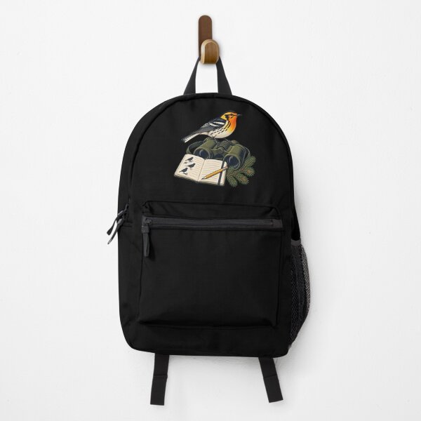 Item preview, Blackburnian Warbler with Binoculars and Field Notebook designed and sold by lbenoraib.