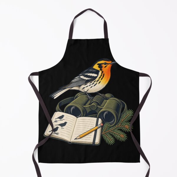 Item preview, Blackburnian Warbler with Binoculars and Field Notebook designed and sold by lbenoraib.