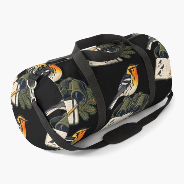 Item preview, Blackburnian Warbler with Binoculars and Field Notebook designed and sold by lbenoraib.