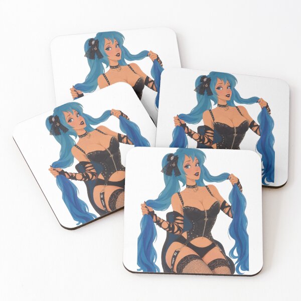 Item preview, Goth Blue Hair Pigtails Girl Corset - Retro 90s Cartoon Style designed and sold by  Hollow Moon Studios..