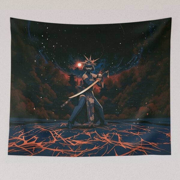Item preview, Fiery Cyber Samurai Warrior Art designed and sold by Lunat1kk.