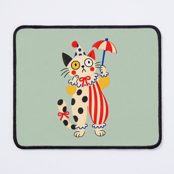 Item preview, Bewildered Clown Cat with Umbrella. Weird Circus. Clowncore. designed and sold by CoCoArt-Ua.
