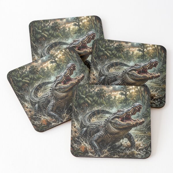 Item preview, Alligator Attack - Dramatic Wildlife Illustration designed and sold by Lucid Dream Pixel.
