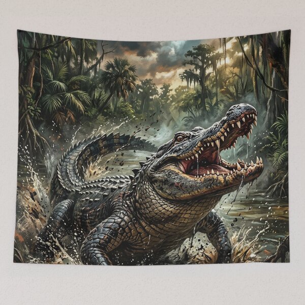 Item preview, Alligator Attack - Dramatic Wildlife Illustration designed and sold by Lucid Dream Pixel.