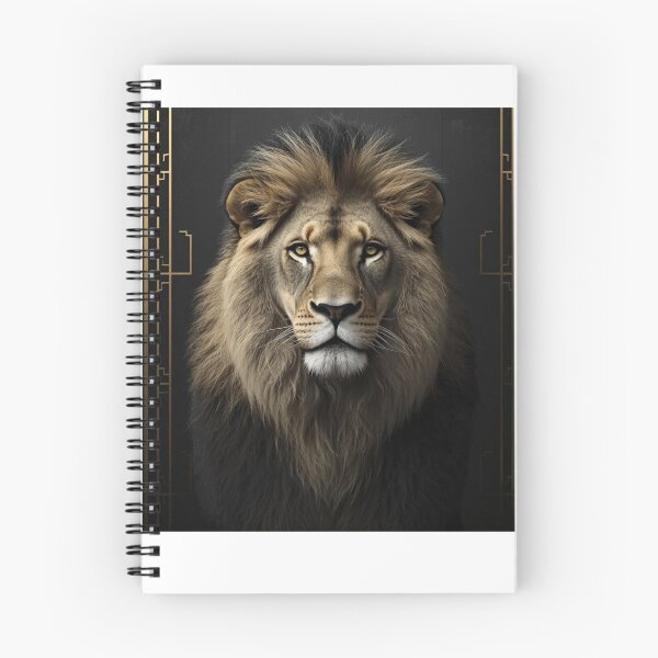Item preview, Regal Male Lion Portrait with Gold Geometric Frame designed and sold by PrintWavePro.