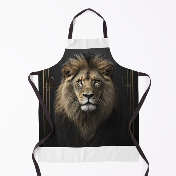 Item preview, Regal Male Lion Portrait with Gold Geometric Frame designed and sold by PrintWavePro.