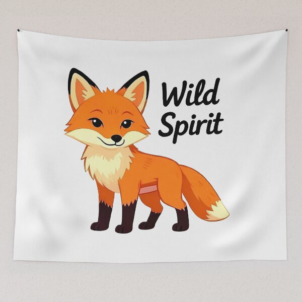 Item preview, An adventurous red fox with the text “Wild Spirit” alongside it designed and sold by Beleza e Estilo.