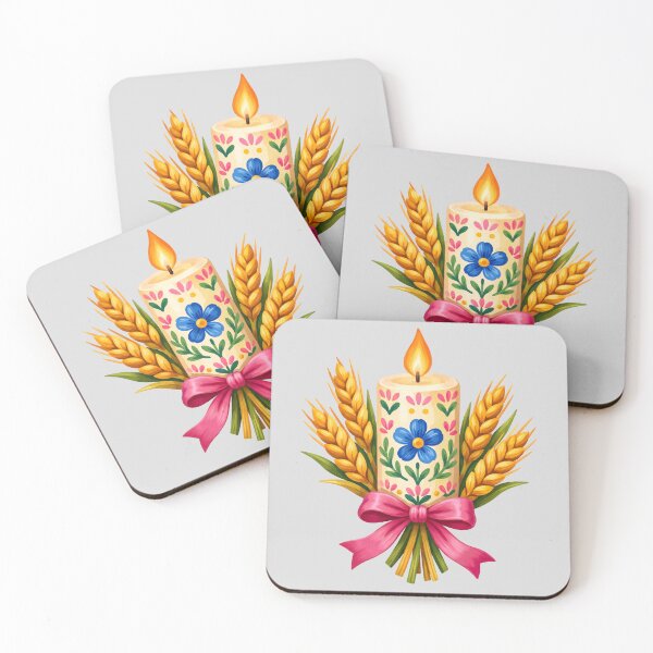Item preview, Folk Painted Candle and Wheat Bouquet designed and sold by hattie's.