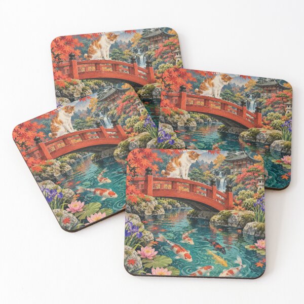 Item preview, Koi Garden Cat – Colorful Japanese-Inspired Cat designed and sold by Jaani-T.