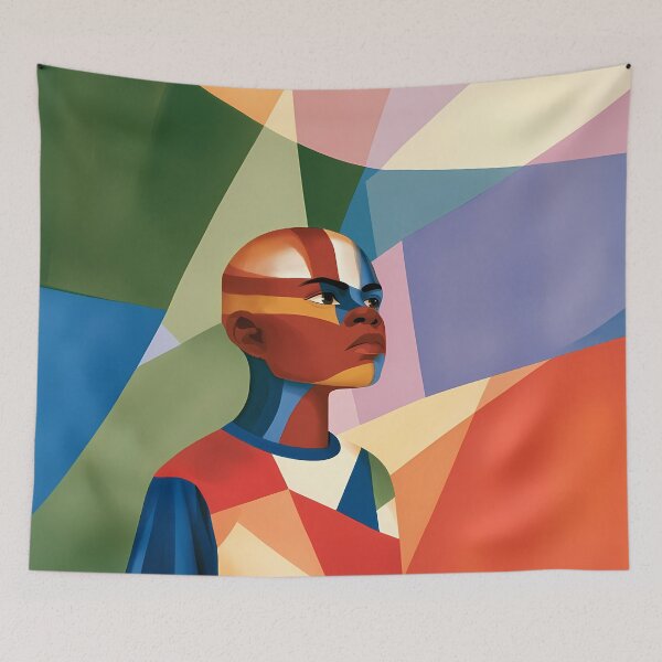 Item preview, Abstract Cubist Futuristic Portrait Art designed and sold by Lunat1kk.