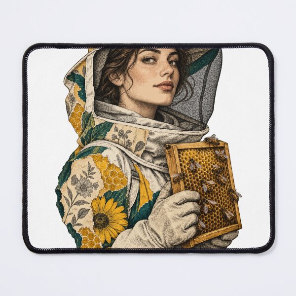 Item preview, Beekeeper with beehive among wildflowers designed and sold by TaruHonu.