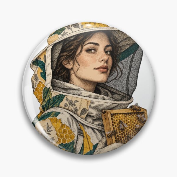 Item preview, Beekeeper with beehive among wildflowers designed and sold by TaruHonu.