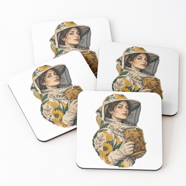 Item preview, Beekeeper with beehive among wildflowers designed and sold by TaruHonu.