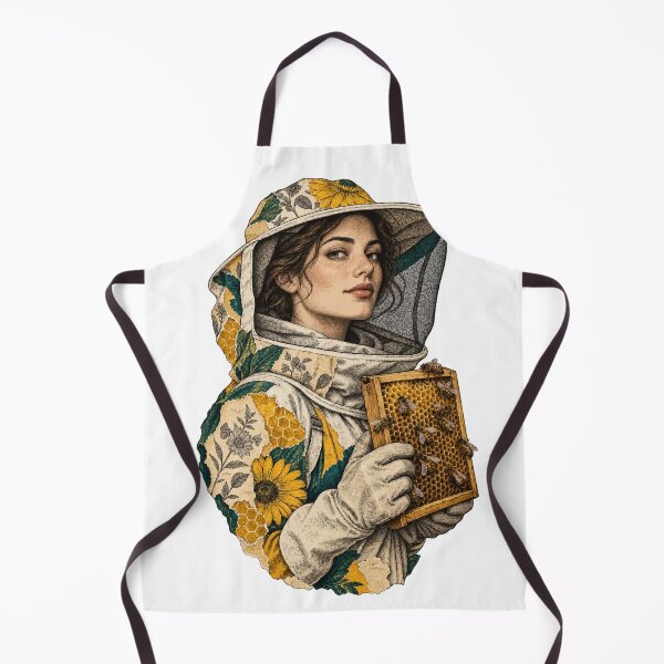 Item preview, Beekeeper with beehive among wildflowers designed and sold by TaruHonu.