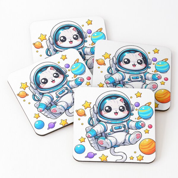 Item preview, Cute Astronaut Cat in Space – Kawaii Cosmic Cat designed and sold by RED-BUBBLE131.