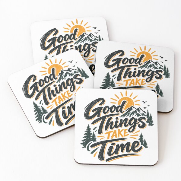 Item preview, Good Things Take Time - Motivational Sunrise Mountain Design designed and sold by Venloomzy.