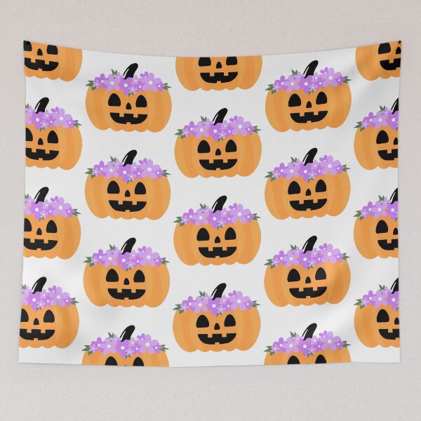 Item preview, Cute Holiday Pumpkin with Purple Flower Crown Minimal Flat Design designed and sold by Tanapan2529.