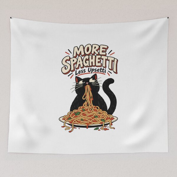 Item preview, More Spaghetti Less Upsetti – Funny Pasta Cat designed and sold by InfiniteOrbit.