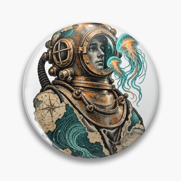 Item preview, Deep-sea diver with luminous jellyfish designed and sold by TaruHonu.