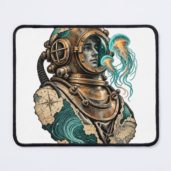 Item preview, Deep-sea diver with luminous jellyfish designed and sold by TaruHonu.