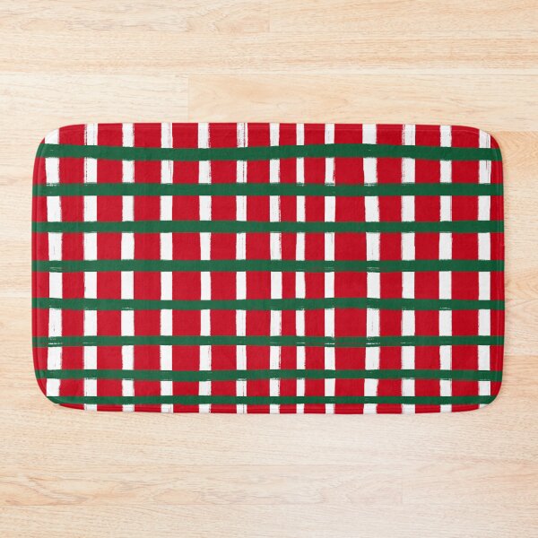 Item preview, Christmas, Red and Green, Brush Stroke Check Grid Lines  designed and sold by OneThreeSix.