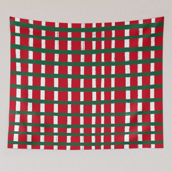 Item preview, Christmas, Red and Green, Brush Stroke Check Grid Lines  designed and sold by OneThreeSix.