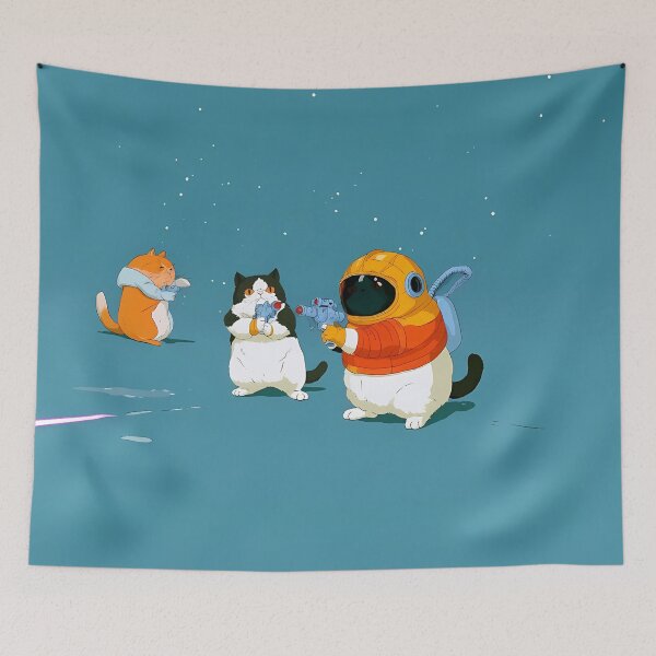 Item preview, Cute Space Cats Astronaut Ray Gun Art designed and sold by Lunat1kk.