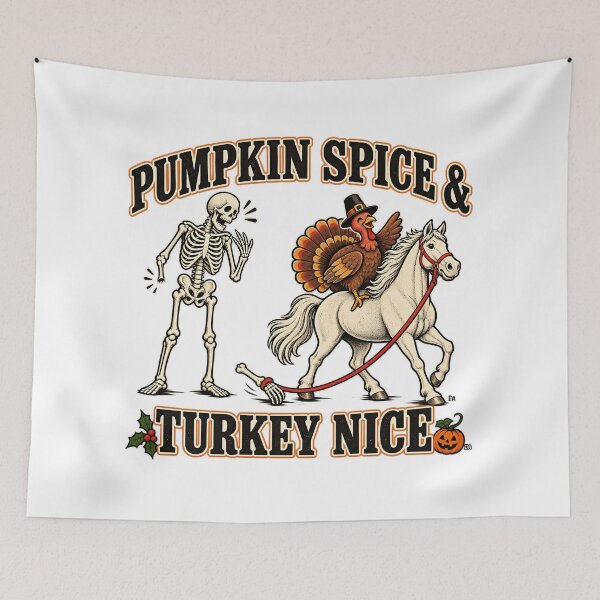 Item preview, Pumpkin Spice And Turkey Nice Skeleton Horse Riding Art designed and sold by DesignArtist.ia.