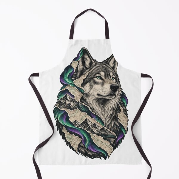 Item preview, Guardian wolf emerges among mountains and northern lights designed and sold by TaruHonu.