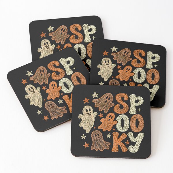 Item preview, Retro Halloween Doodles Preppy Spooky Ghost Trio designed and sold by AmiGraph.