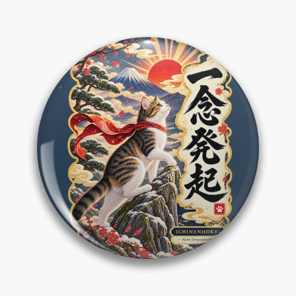 Item preview, Ichinen Hokki 一念発起 Japanese Cat Sticker – Rise with New Resolve designed and sold by KOTOWA.
