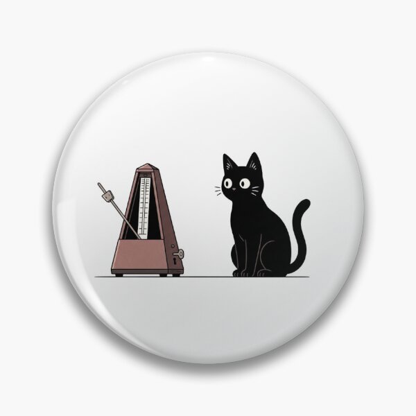 Item preview, Curious Black Cat Watching Ticking Metronome designed and sold by Akali Design.