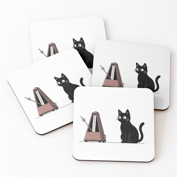 Item preview, Curious Black Cat Watching Ticking Metronome designed and sold by Akali Design.