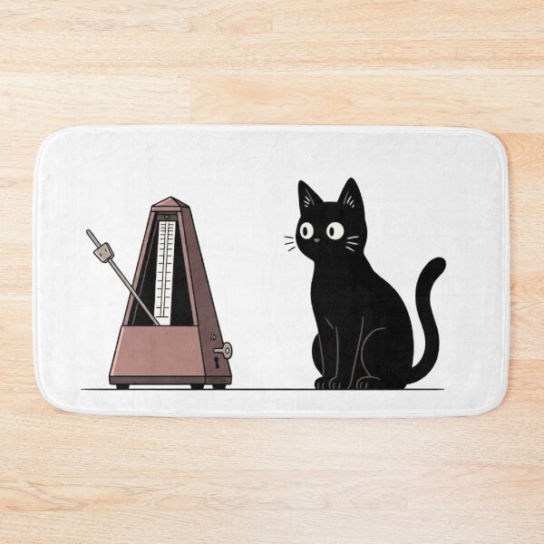 Item preview, Curious Black Cat Watching Ticking Metronome designed and sold by Akali Design.