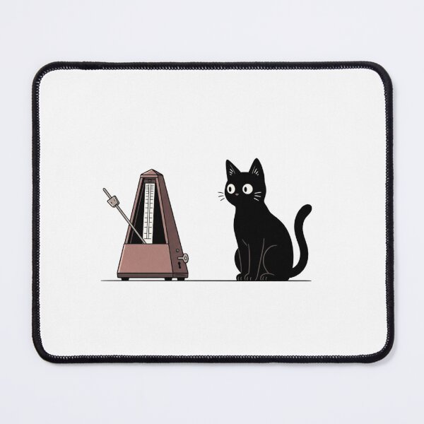 Item preview, Curious Black Cat Watching Ticking Metronome designed and sold by Akali Design.