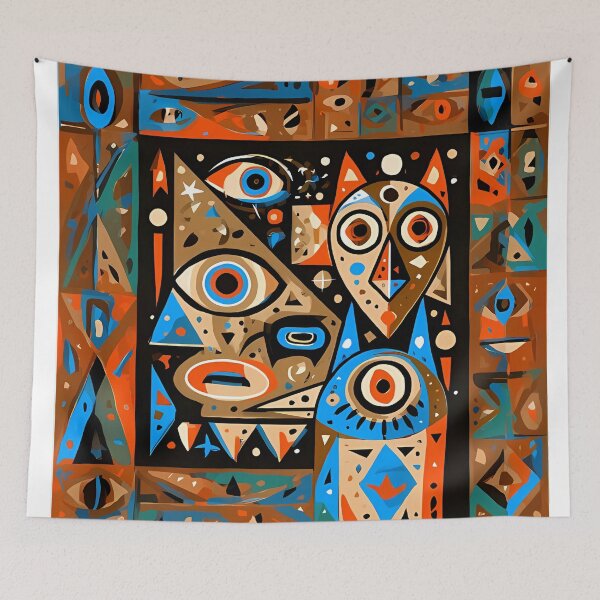 Item preview, Abstract Cubist Cat Tribal Mosaic Art designed and sold by Lunat1kk.