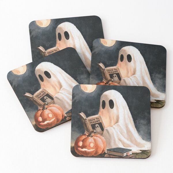 Item preview, Ghost Reading a Book Halloween Watercolor designed and sold by Sunday Margaritas Art.