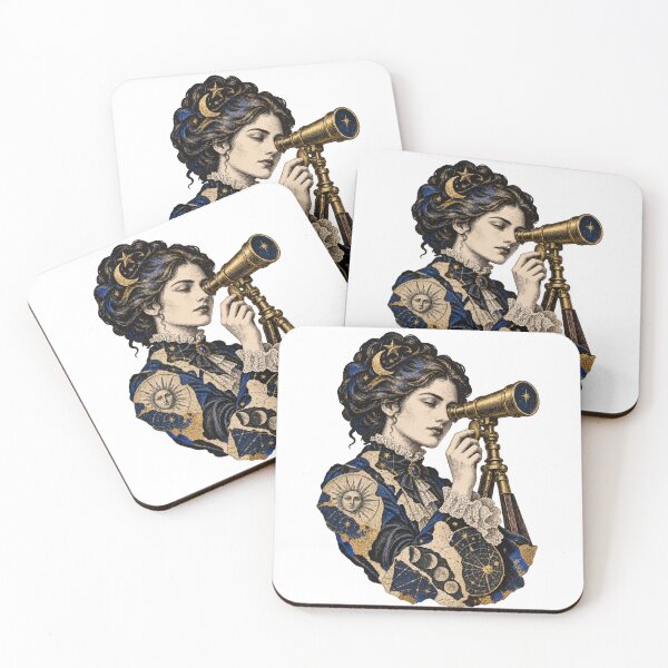 Item preview, Victorian astronomer observes constellations through her antique telescope designed and sold by TaruHonu.