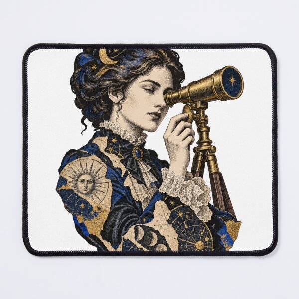 Item preview, Victorian astronomer observes constellations through her antique telescope designed and sold by TaruHonu.