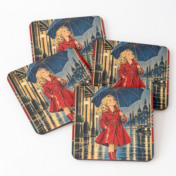 Item preview, Little girl with blue umbrella, retro designed and sold by saranagliccuris.