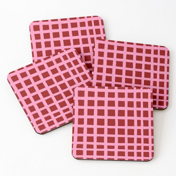 Item preview, Red with Pink, Brush Stroke Check Grid Lines  designed and sold by OneThreeSix.