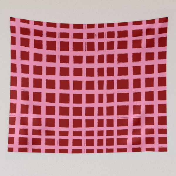 Item preview, Red with Pink, Brush Stroke Check Grid Lines  designed and sold by OneThreeSix.