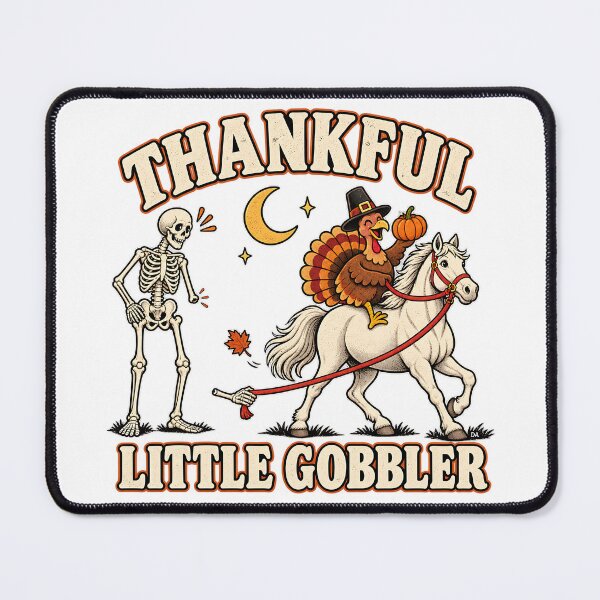 Item preview, Thankful Little Gobbler Skeleton Turkey Riding Horse Art designed and sold by DesignArtist.ia.