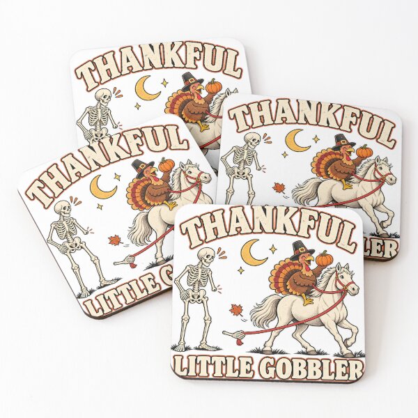 Item preview, Thankful Little Gobbler Skeleton Turkey Riding Horse Art designed and sold by DesignArtist.ia.