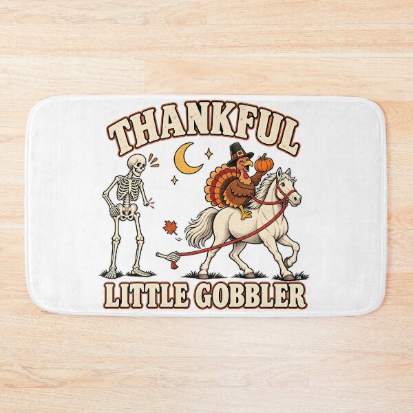 Item preview, Thankful Little Gobbler Skeleton Turkey Riding Horse Art designed and sold by DesignArtist.ia.