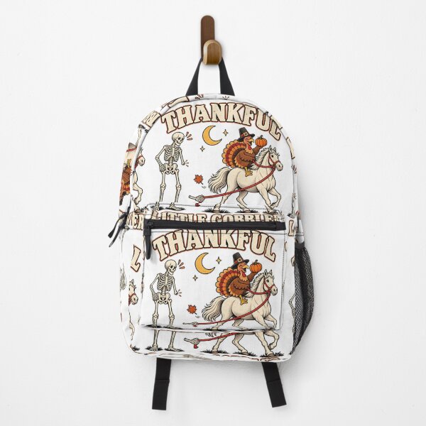 Item preview, Thankful Little Gobbler Skeleton Turkey Riding Horse Art designed and sold by DesignArtist.ia.