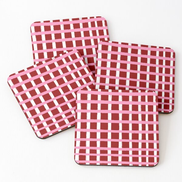 Item preview, Red and Pink, Brush Stroke Check Grid Lines  designed and sold by OneThreeSix.