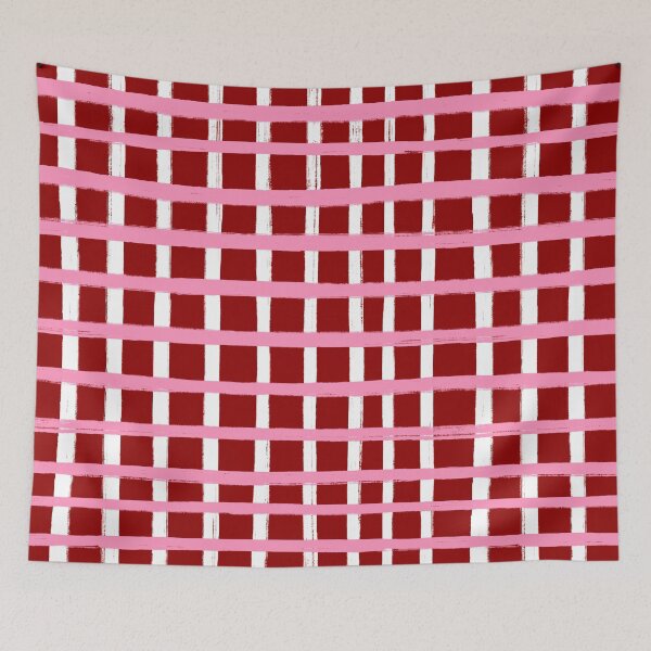 Item preview, Red and Pink, Brush Stroke Check Grid Lines  designed and sold by OneThreeSix.