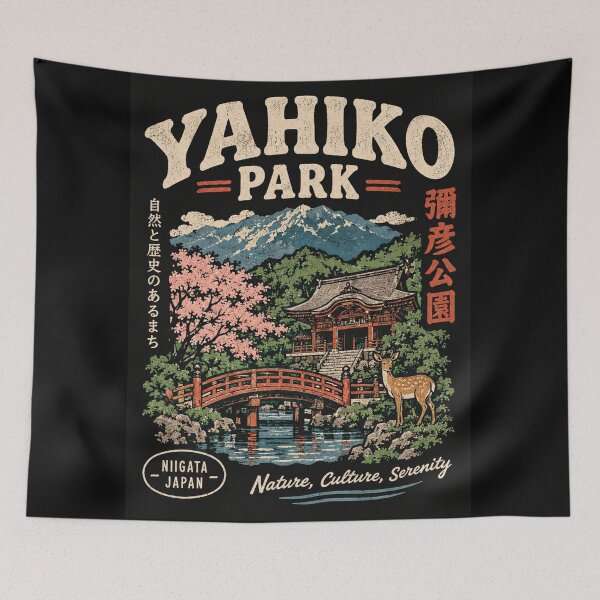 Item preview, Yahiko Park Niigata Japan Vintage Travel Poster Deer Shrine designed and sold by Yellowriversss.