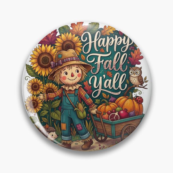 Item preview, Happy Fall Y'all Cute Scarecrow Pumpkins & Sunflowers Autumn Harvest designed and sold by designwiss.
